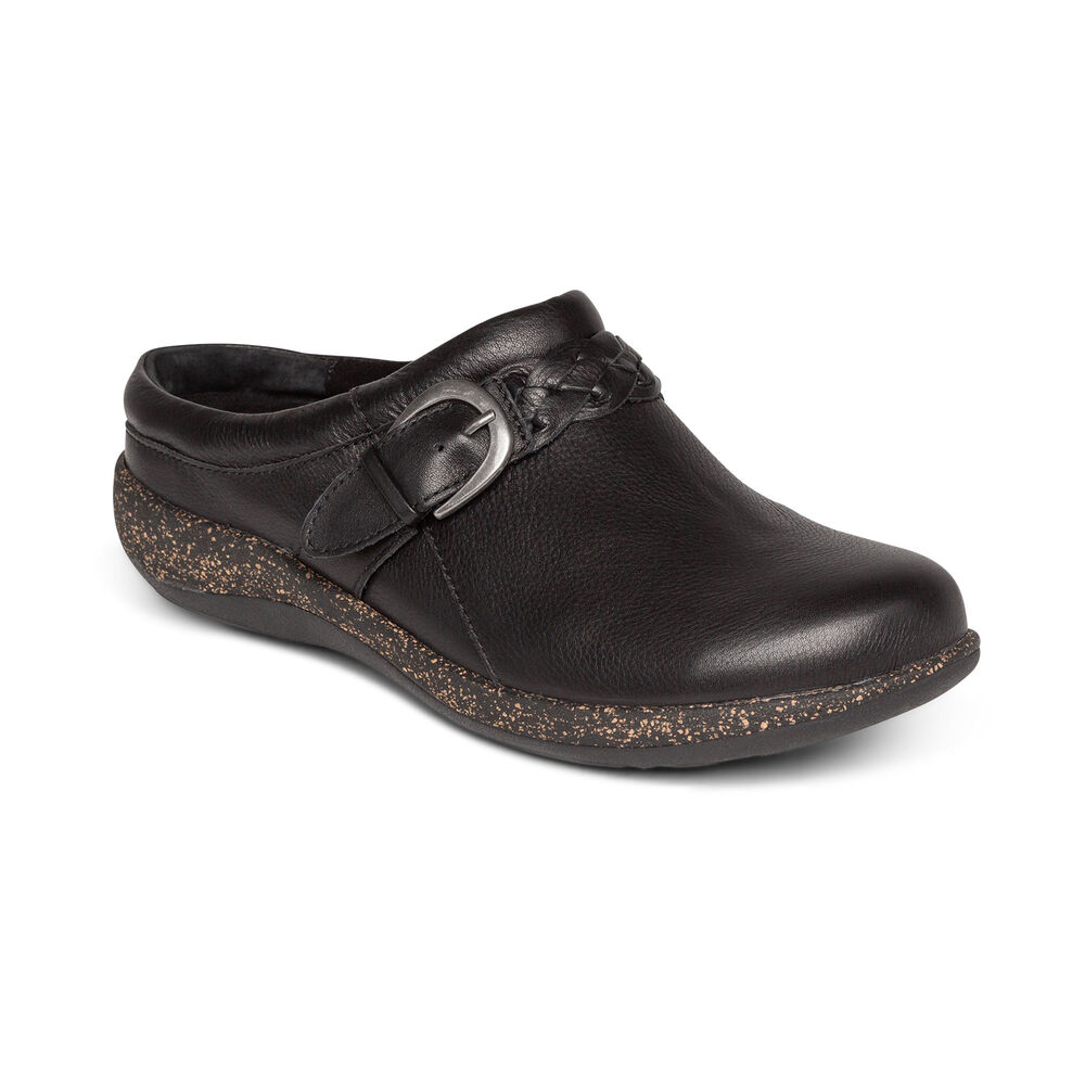 Aetrex Women's Libby Comfort Clogs - Black | USA HE6HZ2F